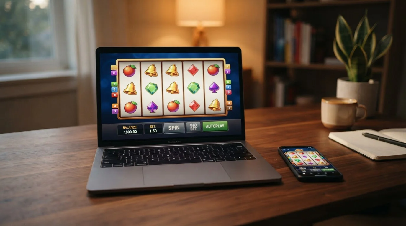 Pantalla de casino online con tragaperras y bono de bienvenida junto a HalCash