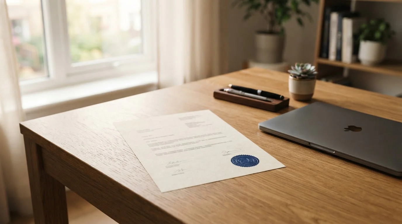 Documento de licencia neutro sobre un escritorio que simboliza la regulación del juego en España
