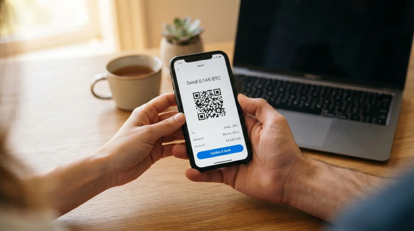 Persona depositando TRX en un casino online desde un monedero en el móvil