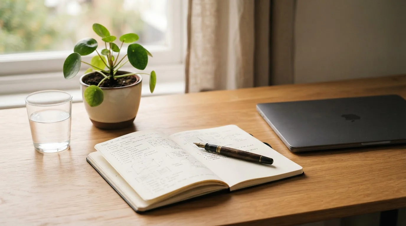 Notas sobre juego responsable y autolímites junto a un cuaderno