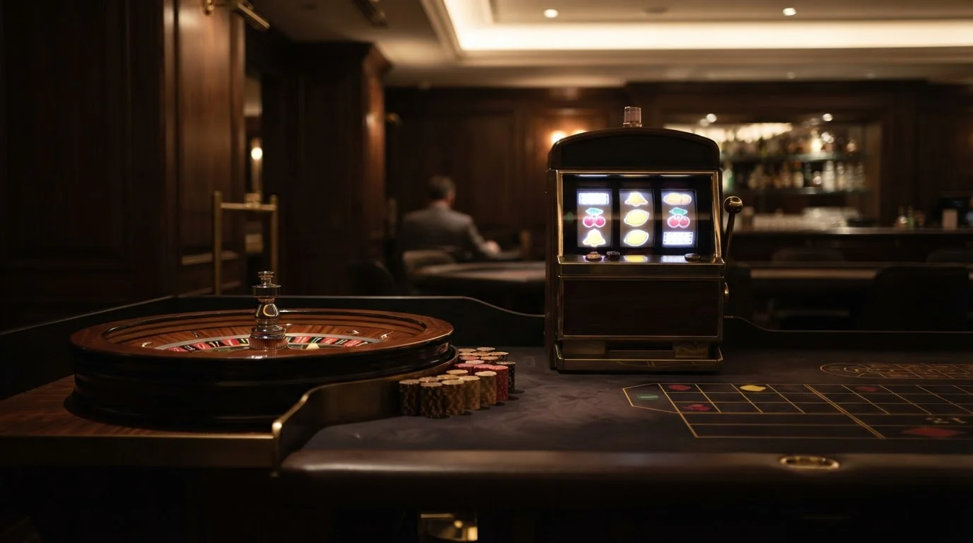 Mesa de ruleta y tragaperras en un casino online al que se accede tras depositar con Bizum
