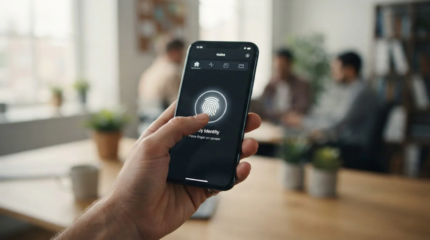 Aplicación de MiFinity con acceso biométrico en el teléfono móvil