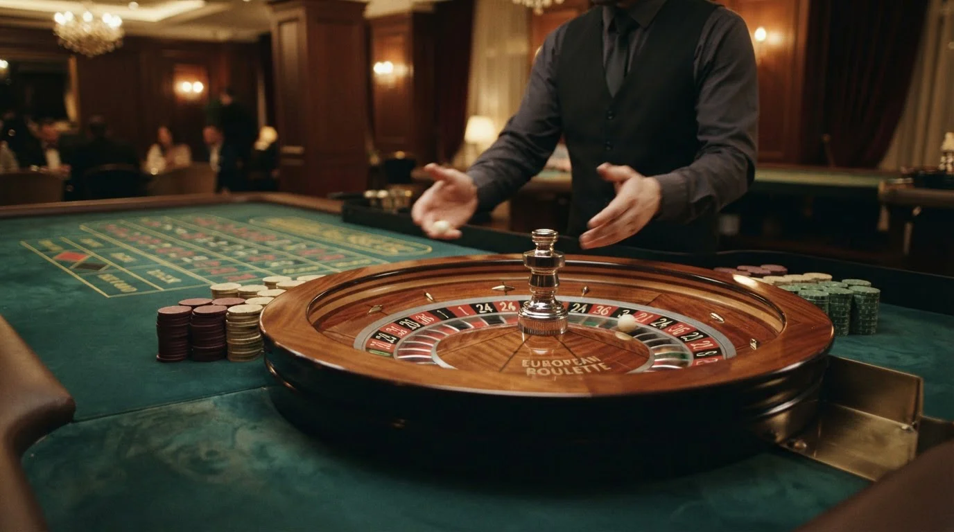 Mesa de ruleta en vivo con crupier en un casino en línea legal en España