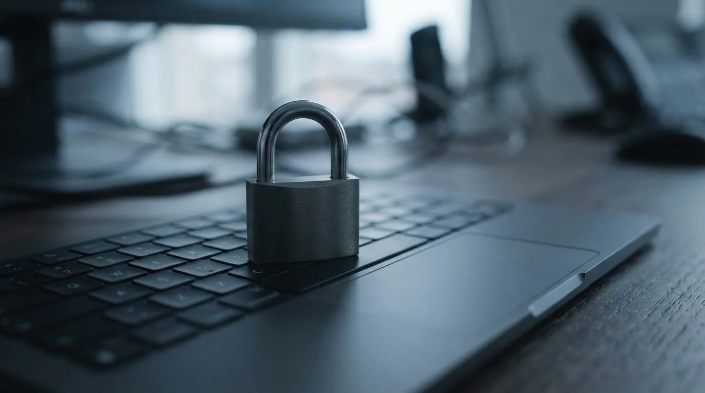 Candado sobre un teclado que representa la seguridad y la privacidad al jugar con Bitcoin