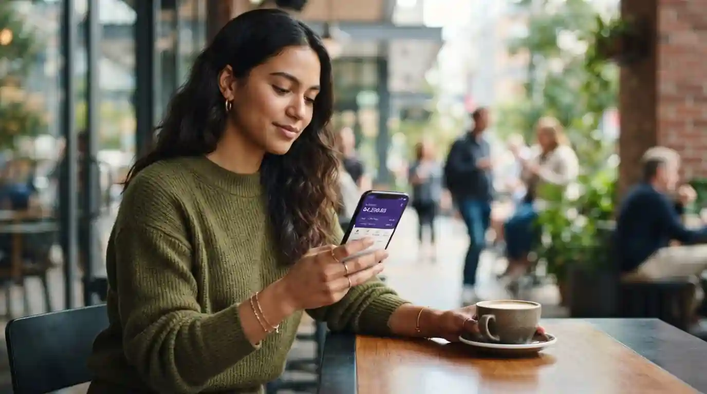 Jugador usando la aplicación de un casino con Skrill desde el teléfono móvil