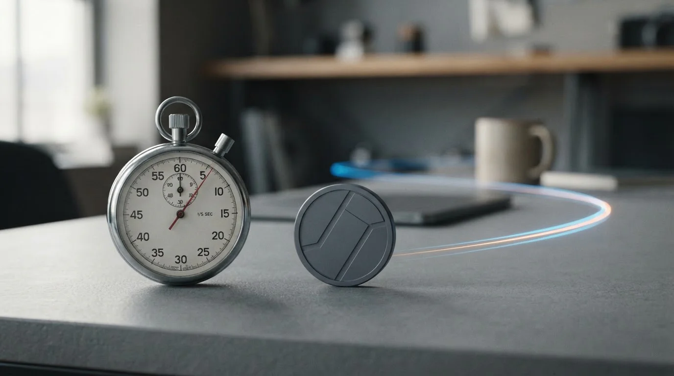 Reloj y símbolo de comisión ilustrando la velocidad de retirada con TRON TRX